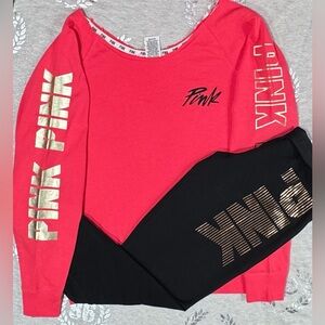 VS PINK NETALLIC FOIL RETRO SET MEDIUM NWT/NWOT